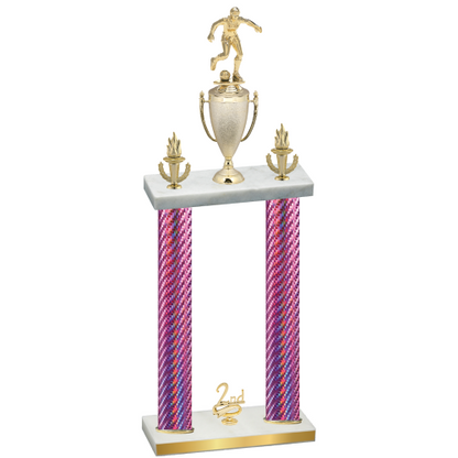 Double Pink Carbon Fiber Second Place Soccer Trophy