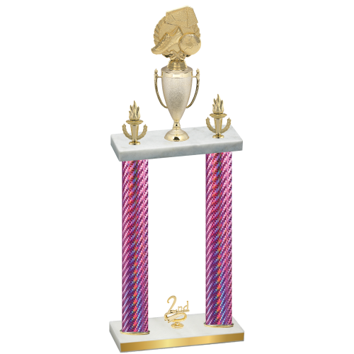 Double Pink Carbon Fiber Second Place Soccer Trophy