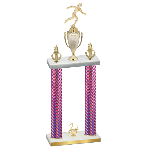 Double Pink Carbon Fiber Second Place Running Trophy