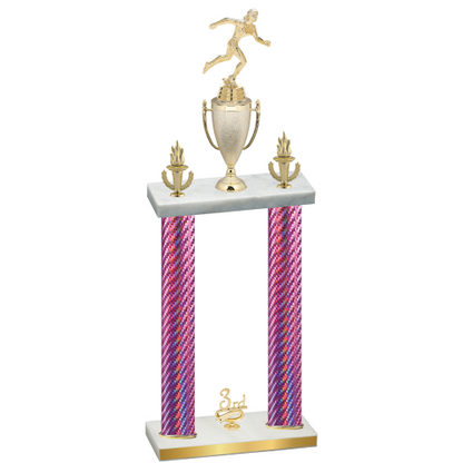 Double Pink Carbon Fiber Third Place Running Trophy