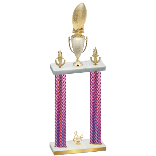 Double Pink Carbon Fiber Third Place Football Trophy
