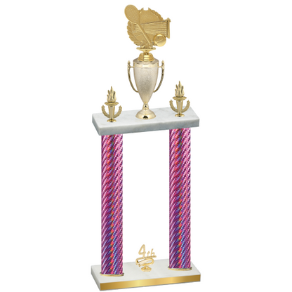 Double Pink Carbon Fiber Fourth Place Tennis Trophy