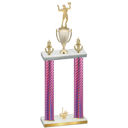 Double Pink Carbon Fiber First Place Volleyball Trophy