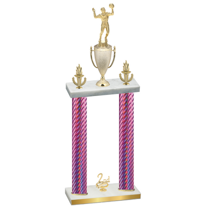 Double Pink Carbon Fiber Second Place Volleyball Trophy