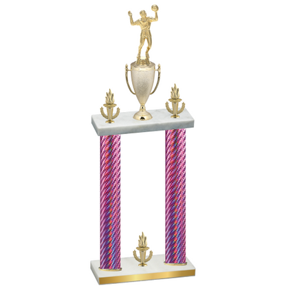 Double Pink Carbon Fiber Victory Volleyball Trophy