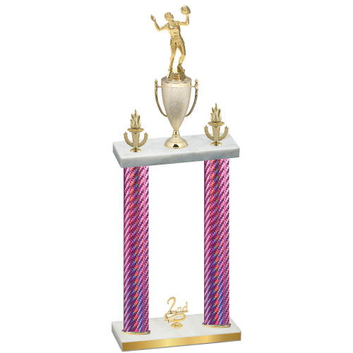 Double Pink Carbon Fiber Second Place Volleyball Trophy
