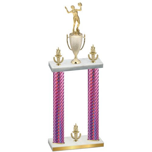 Double Pink Carbon Fiber Victory Volleyball Trophy