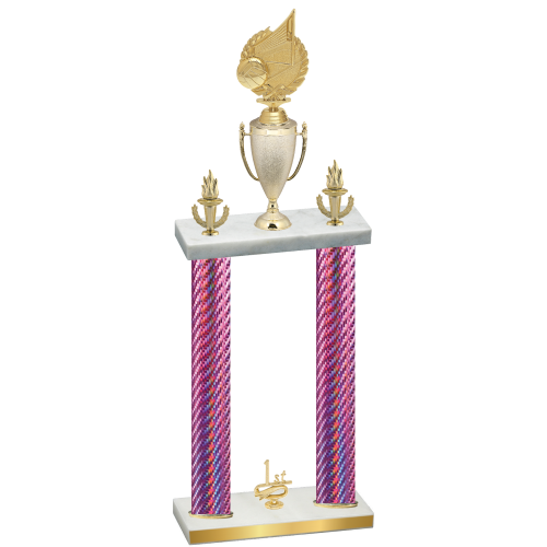 Double Pink Carbon Fiber First Place Volleyball Trophy
