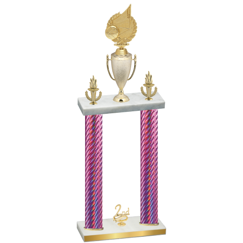 Double Pink Carbon Fiber Second Place Volleyball Trophy