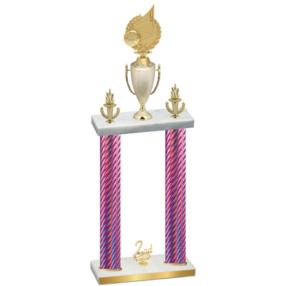 Double Pink Carbon Fiber Second Place Volleyball Trophy