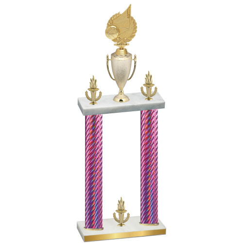 Double Pink Carbon Fiber Victory Volleyball Trophy