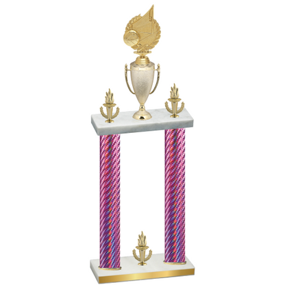 Double Pink Carbon Fiber Victory Volleyball Trophy