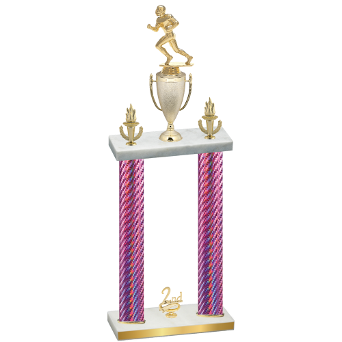 Double Pink Carbon Fiber Second Place Football Trophy