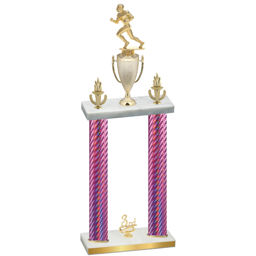 Double Pink Carbon Fiber Third Place Football Trophy