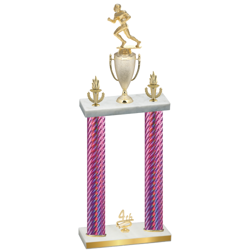 Double Pink Carbon Fiber Fourth Place Football Trophy