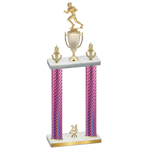 Double Pink Carbon Fiber Year Football Trophy