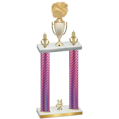 Double Pink Carbon Fiber Year Cheerleading Trophy