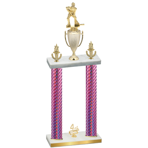 Double Pink Carbon Fiber Fourth Place Hockey Trophy