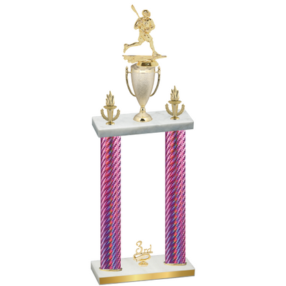Double Pink Carbon Fiber Third Place Lacrosse Trophy