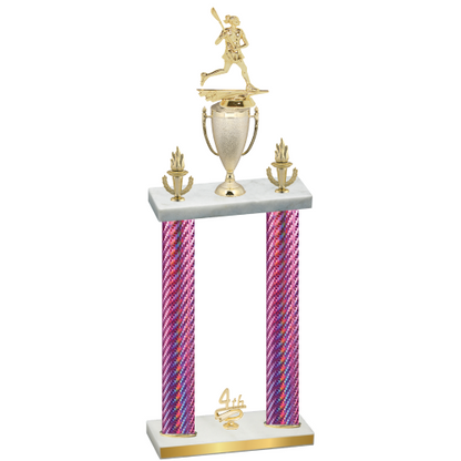 Double Pink Carbon Fiber Fourth Place Lacrosse Trophy