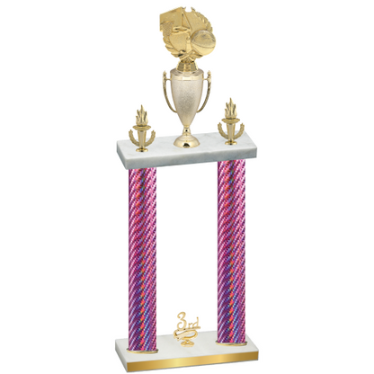 Double Pink Carbon Fiber Third Place Basketball Trophy