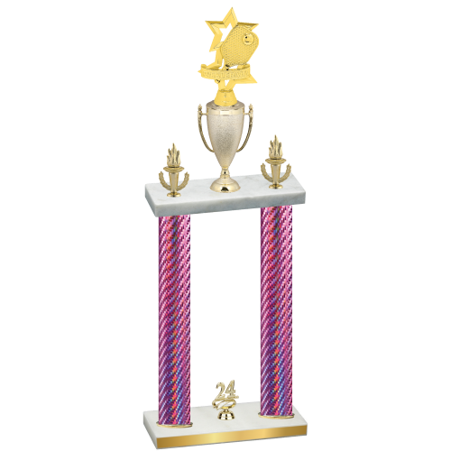 Double Pink Carbon Fiber Year Pickleball Trophy