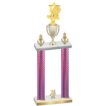 Double Pink Carbon Fiber Year Pickleball Trophy