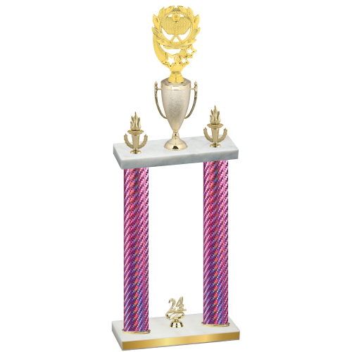 Double Pink Carbon Fiber Year Pickleball Trophy