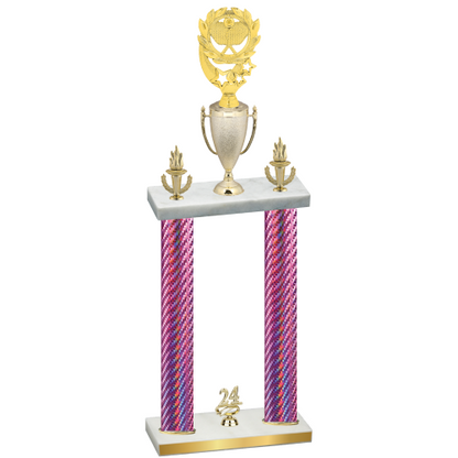 Double Pink Carbon Fiber Year Pickleball Trophy