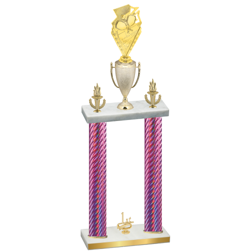 Double Pink Carbon Fiber First Place Pickleball Trophy