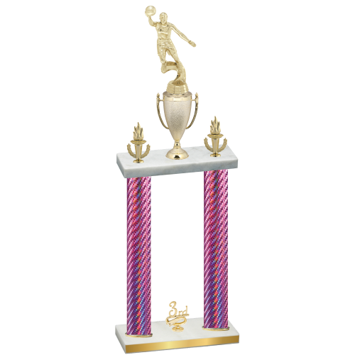 Double Pink Carbon Fiber Third Place Basketball Trophy