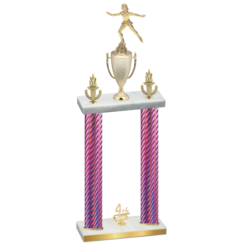 Double Pink Carbon Fiber Fourth Place Skater Trophy