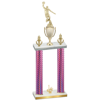 Double Pink Carbon Fiber First Place Basketball Trophy