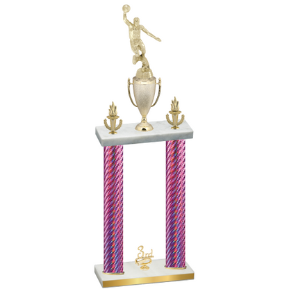 Double Pink Carbon Fiber Third Place Basketball Trophy