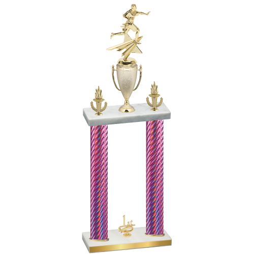 Double Pink Carbon Fiber First Place Flag Football Trophy