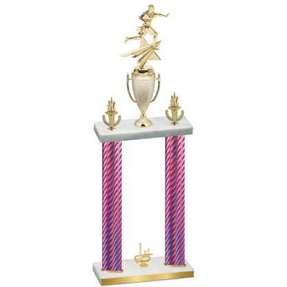 Double Pink Carbon Fiber First Place Flag Football Trophy