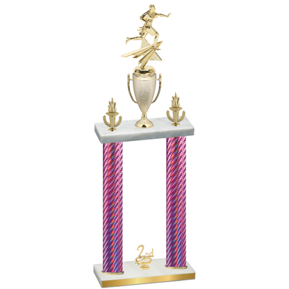 Double Pink Carbon Fiber Second Place Flag Football Trophy