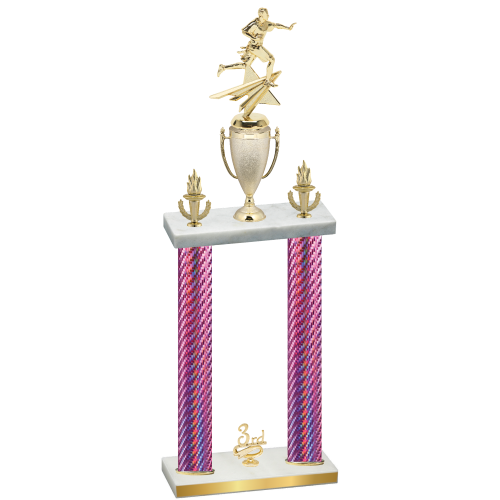 Double Pink Carbon Fiber Third Place Flag Football Trophy