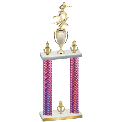 Double Pink Carbon Fiber Victory Flag Football Trophy