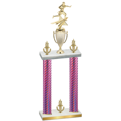 Double Pink Carbon Fiber Victory Flag Football Trophy