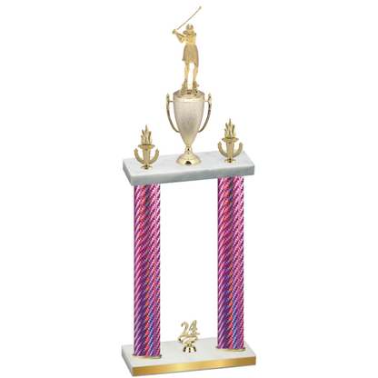 Double Pink Carbon Fiber Year Golf Trophy