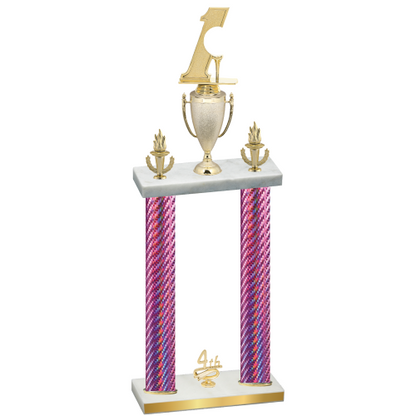 Double Pink Carbon Fiber Fourth Place Golf Trophy