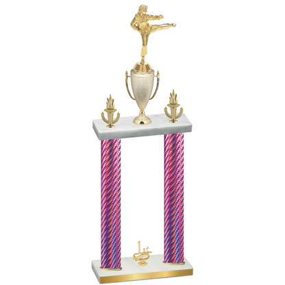 Double Pink Carbon Fiber First Place Karate Trophy