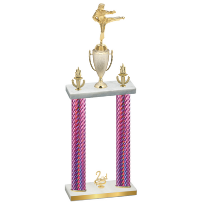 Double Pink Carbon Fiber Second Place Karate Trophy
