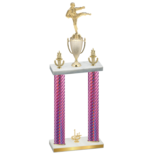 Double Pink Carbon Fiber First Place Karate Trophy