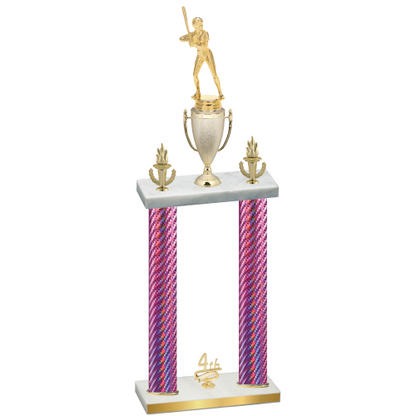 Double Pink Carbon Fiber Fourth Place Softball Trophy