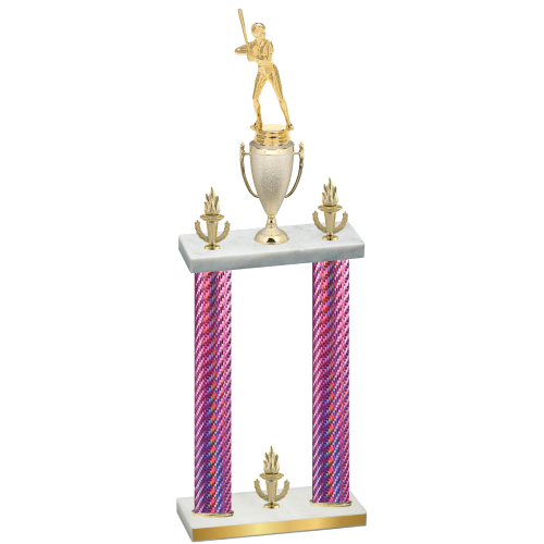 Double Pink Carbon Fiber Victory Softball Trophy