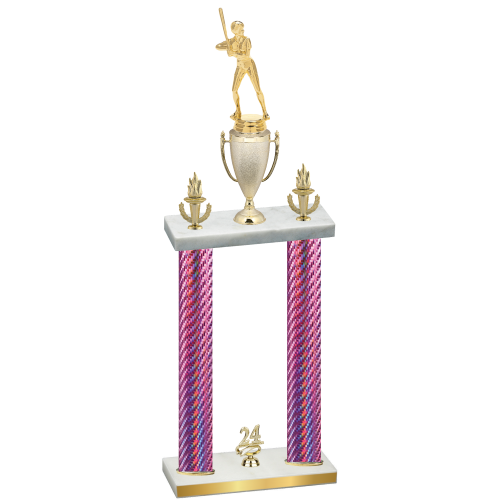 Double Pink Carbon Fiber Year Softball Trophy