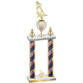 Double Flag USA Fourth Place Football Trophy