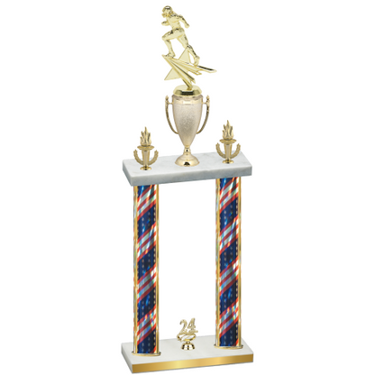 Double Flag USA Year Football Trophy